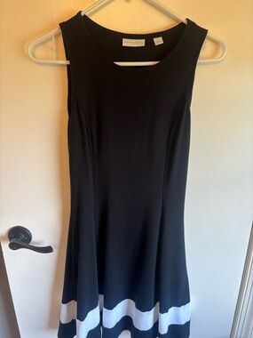 New York & Company Black Midi Dress with White Stripes- size Small